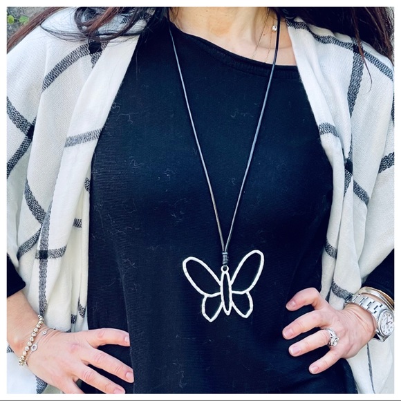 ShopEvelynne Jewelry - Black leather chain Butterfly 🦋 Necklace